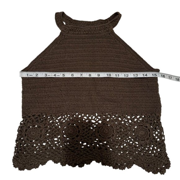 Francesca Blue Rain Crochet Green Sleeveless Tank Top Size M - Picture 4 of 7